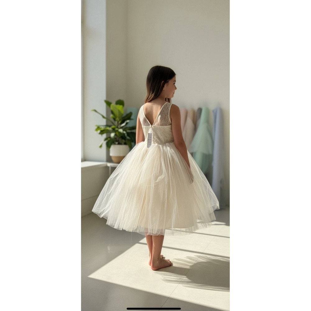 #18 Rosebuds Tulle  ChampagneGirl Dress  Flower Girl Size 4